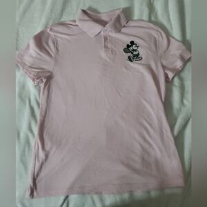 Mens Tennis Shirt Pink Disney Mickey Mouse Polo Large L